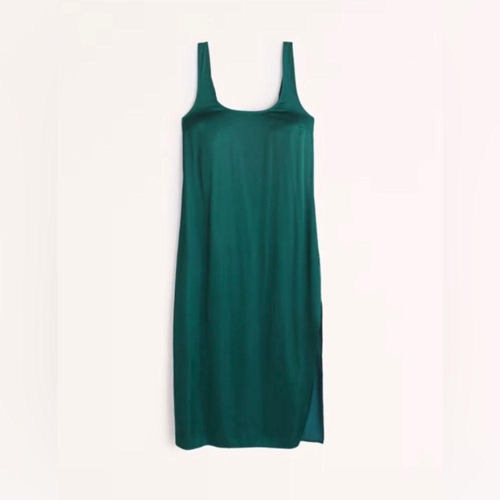 NWT Abercrombie & Fitch Satin Slip Midi Dress • Green • XS